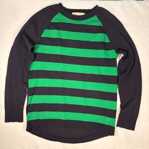Michael Kors Women’s Navy & Green Striped Long Sleeve Sweater Size Small